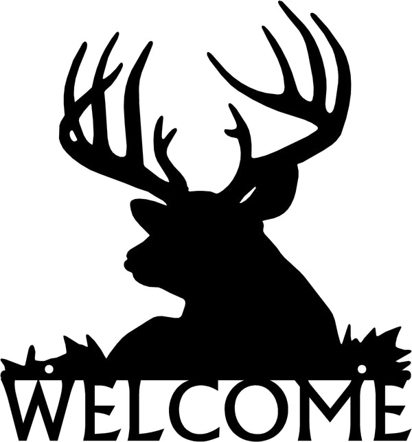 Deer Buck Head with Antlers Welcome Sign - Welcome or Your Name
