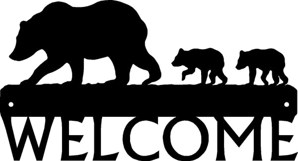 Bear and cubs Wildlife Welcome Sign